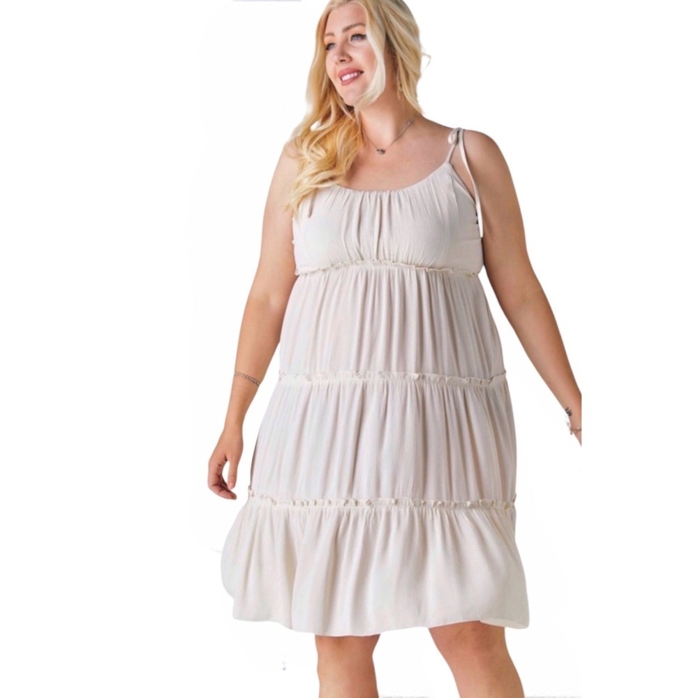 Davi & Dani Beige Ruffled Tiered Mini Dress - Picture 11 of 11